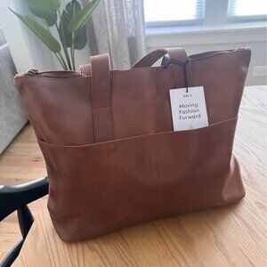NWT Able Yari Leather Carry-On Tote/Purse, Brown/Cognac